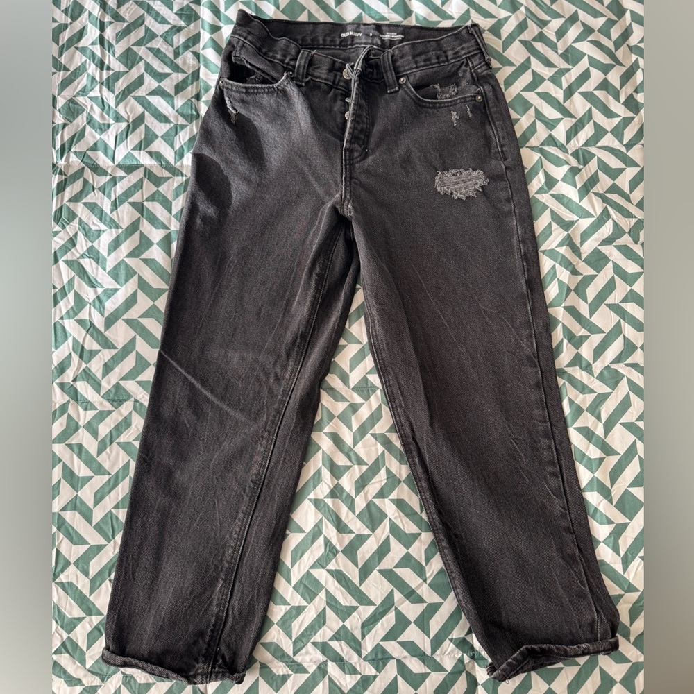 Old Navy Gray High-Rise Slouchy Straight Jeans
